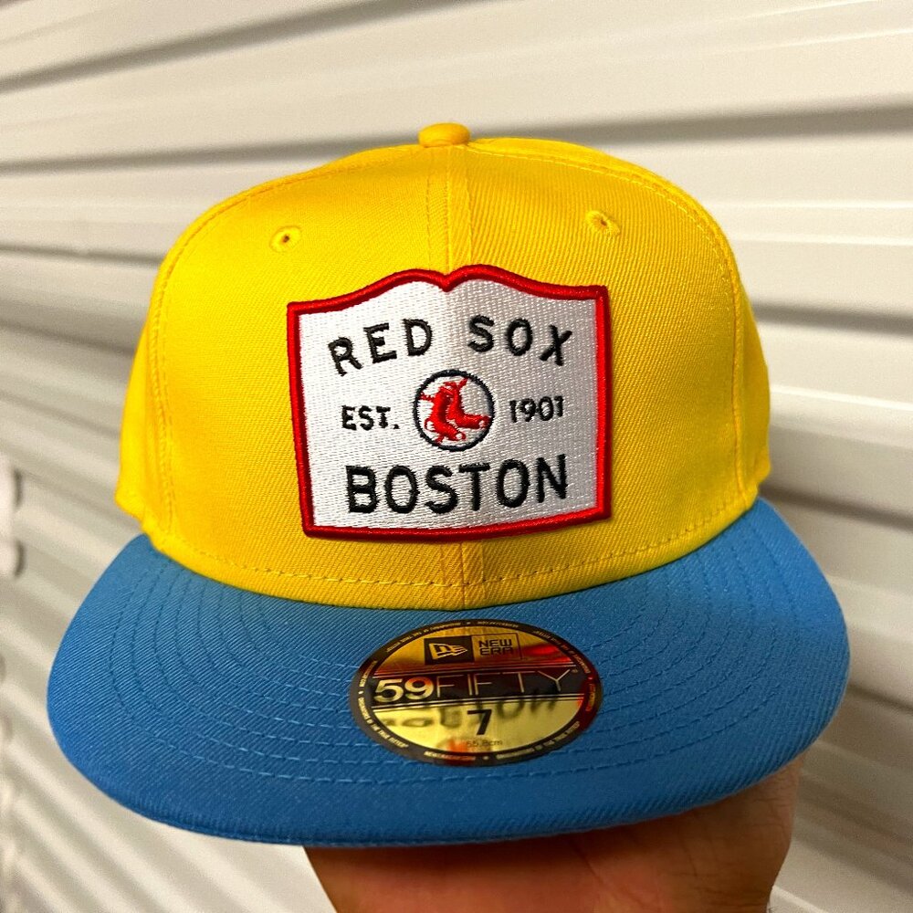 Boston Red Sox MLB Yellow Blue Fitted Hat - New